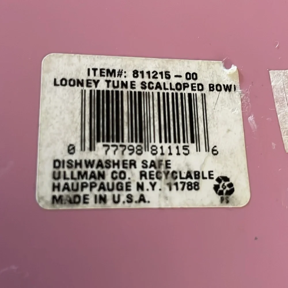 Vintage 1996 Warner Bros. Pink Plastic Easter Party Bowl